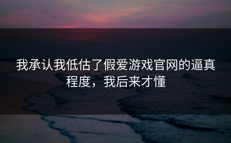 我承认我低估了假爱游戏官网的逼真程度，我后来才懂